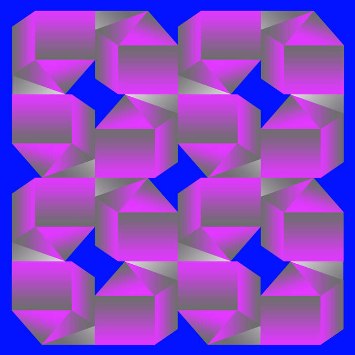 Pink and grey geometric cover artwork on a blue background for a FLAWS release on FLOAT Records.